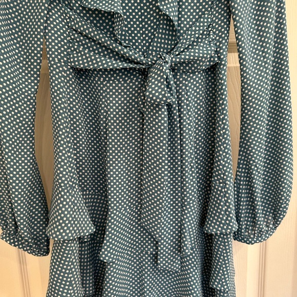 EXPRESS BLUE POLKA DOT MINI DRESS SIZE 4 FLIRTY SUMMER COUNTRY STYLE - Picture 3 of 8